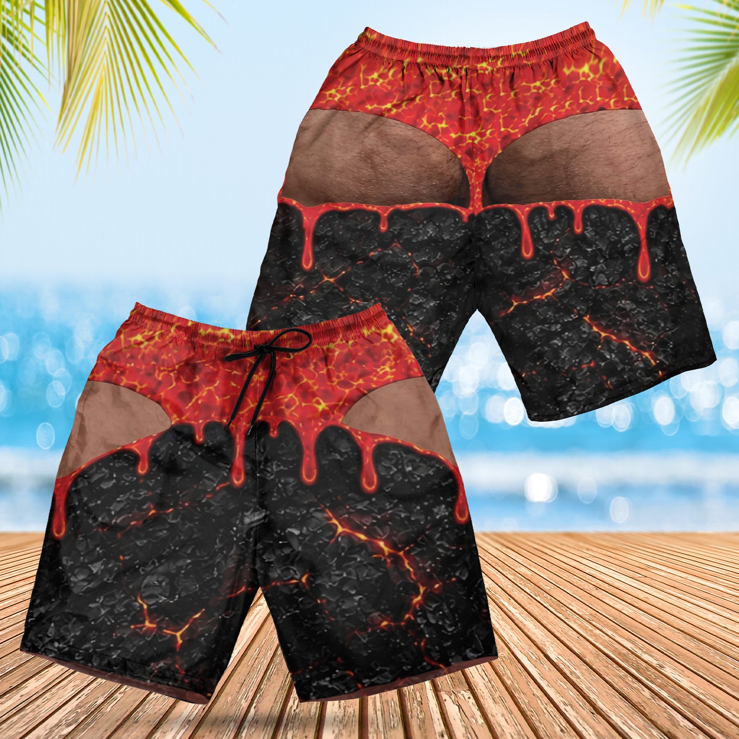 Funny Men’s Fake Butt Swim Trunks, American Flag Beach Shorts, Gag Gift for Husband Dad Boyfriend 685889