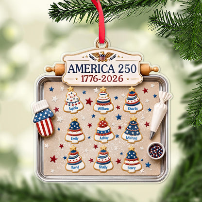 Personalized USA 250 Years Acrylic Ornament, Custom Name Patriotic Christmas Tree Ornament 685995
