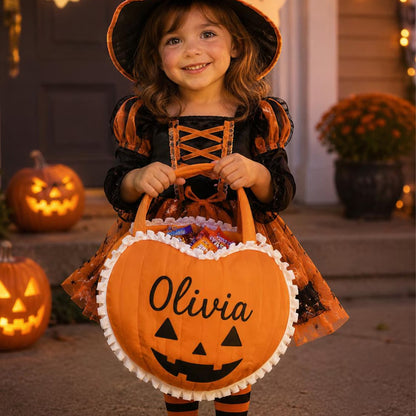 Personalized Pumpkin Trick or Treat Bag, Custom Halloween Candy Bag, Halloween Pumpkin Tote 685826 WFD
