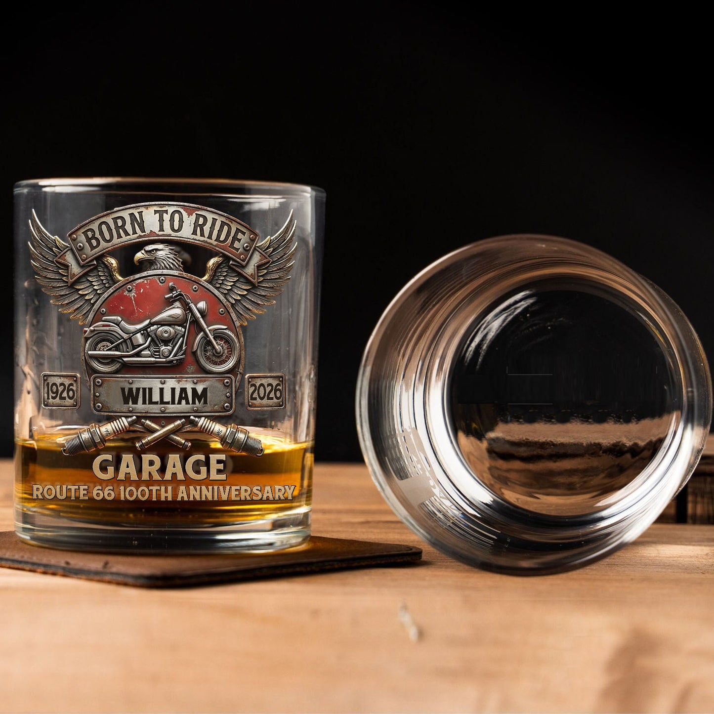 Personalized Route 66 100th Anniversary Whiskey Glass, Custom Name Born To Ride 1926–2026 Glass 684714