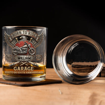 Personalized Route 66 100th Anniversary Whiskey Glass, Custom Name Born To Ride 1926–2026 Glass 684714