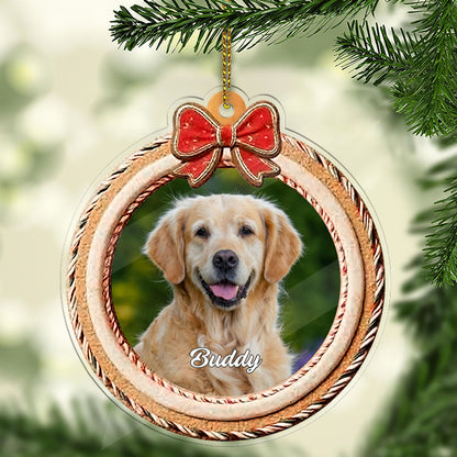 Christmas Dog Photo Acrylic Ornament | Personalized Custom Name Dog Cat Pet Photo Ornament 683589