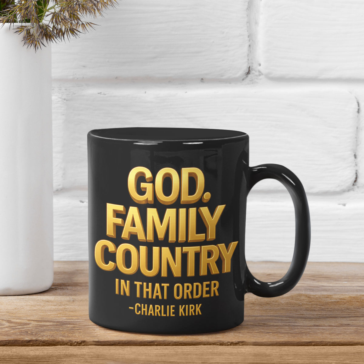 God Family Country Mug | Charlie Kirk Coffee Mug | Justice For Charlie Kirk Black Mug 683416