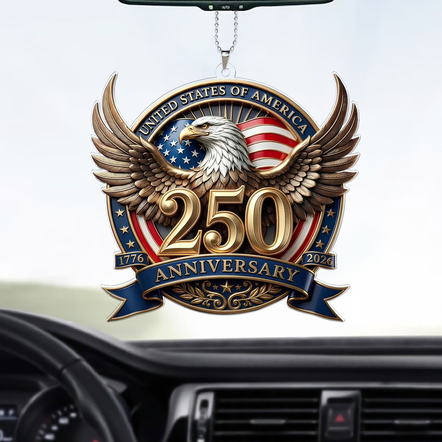 USA 250 Years Car Ornament | Patriotic Eagle 1776–2026 Ornament | 4th of July Car Ornament 684349
