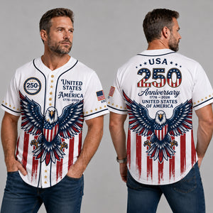USA 250 Years Anniversary Baseball Jersey Shirt, Patriotic Eagle 1776-2026 Shirt, 4th of July Gift 685422