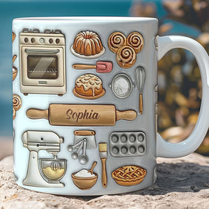 Custom Name Baking Mug | Personalized Baker White Mug Accent Mug | Mother’s Day Gift 684344