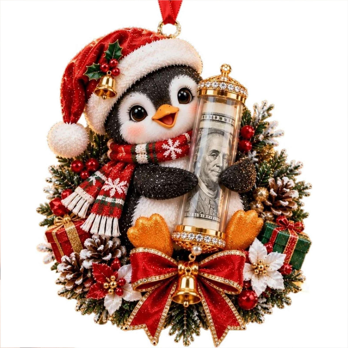 Custom Name Christmas Money Holder Ornament, Cute Festive Acrylic Cash Envelope Gift Holder Tree Hanging Pendant 686940 WFD