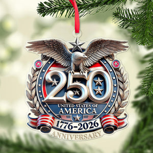USA 250 Years Anniversary Acrylic Ornament, 1776-2026 Patriotic Eagle Christmas Ornament 685987