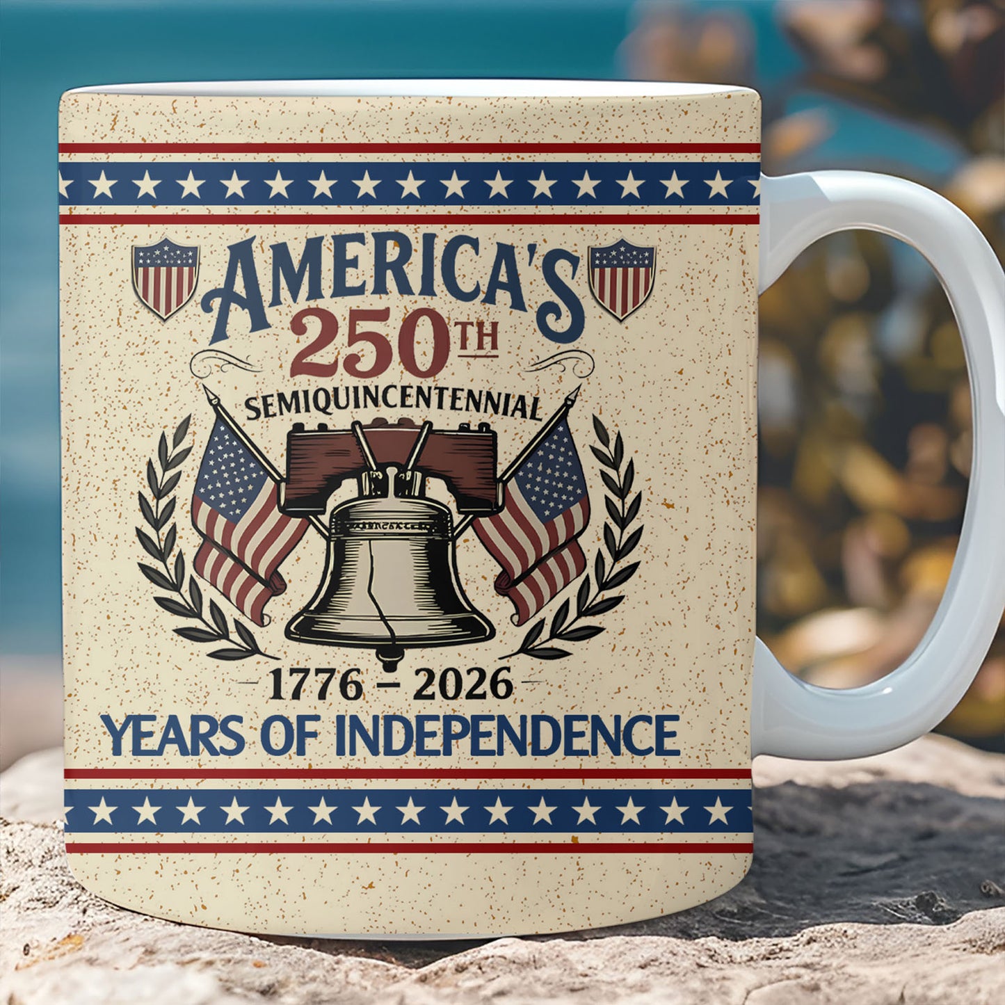 250 Years Anniversary White Mug | Semiquincentennial 1776–2026 Coffee Cup | Patriotic Liberty Bell Ceramic Mug 684423