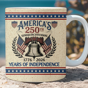 250 Years Anniversary White Mug | Semiquincentennial 1776–2026 Coffee Cup | Patriotic Liberty Bell Ceramic Mug 684423