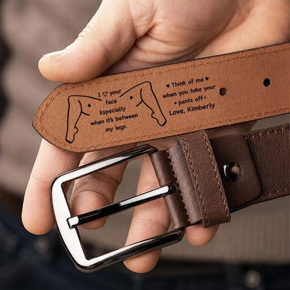 Personalized Funny Couple Leather Belt for Men, Custom Hidden Message Leather Belt, Romantic Gift for Him 686493 WFD