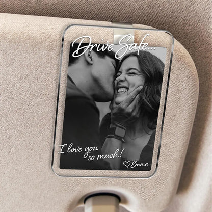 Custom Photo Couple Car Visor Clip, Drive Safe Gift for Him, Personalized Couple Keepsake, Boyfriend Husband Gift 685956 WFD