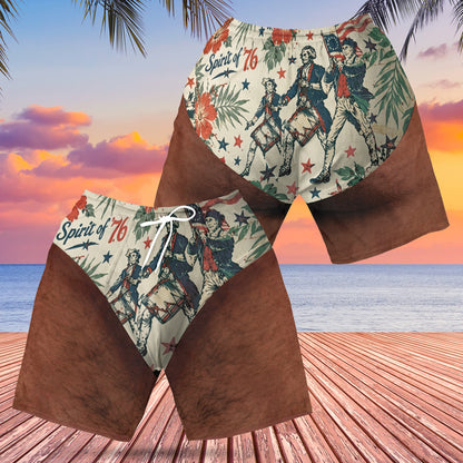 250 Years Of America Beach Short, Spirit Of '76 Patriotic AOP Beach Shorts, 4th Of July Swim Trunks 685585