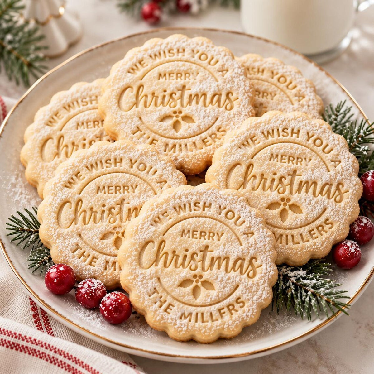Personalized Christmas Cookie Stamp & Cutter, Custom Family Name Baking Tool, Christmas Gift for Bakers 686946 WFD