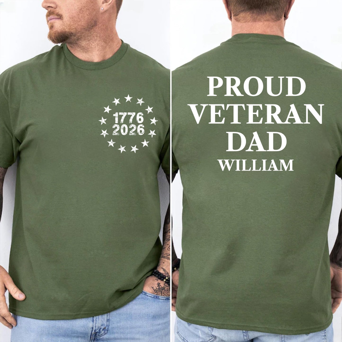 USA 250 Years 1776–2026 Pocket & Back Shirt | Patriotic Proud Veteran T-Shirt Gift for Dad, Mom 684656