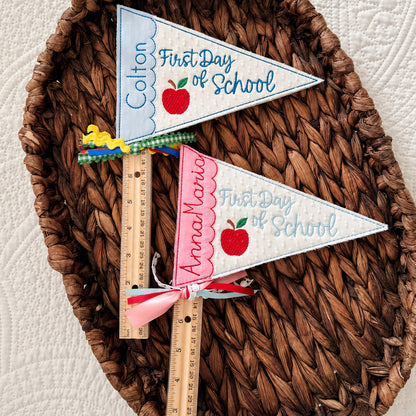 Personalized First Day of School Pennant Flag, Custom Name School Photo Prop, Back to School Keepsake 685525 WFD