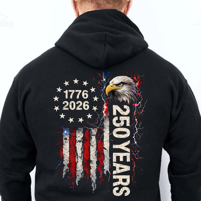 250 Years Patriotic Eagle Back Shirt, 1776-2026 US Flag T-Shirt, 4th of July Independence Day Gift Tee 684749