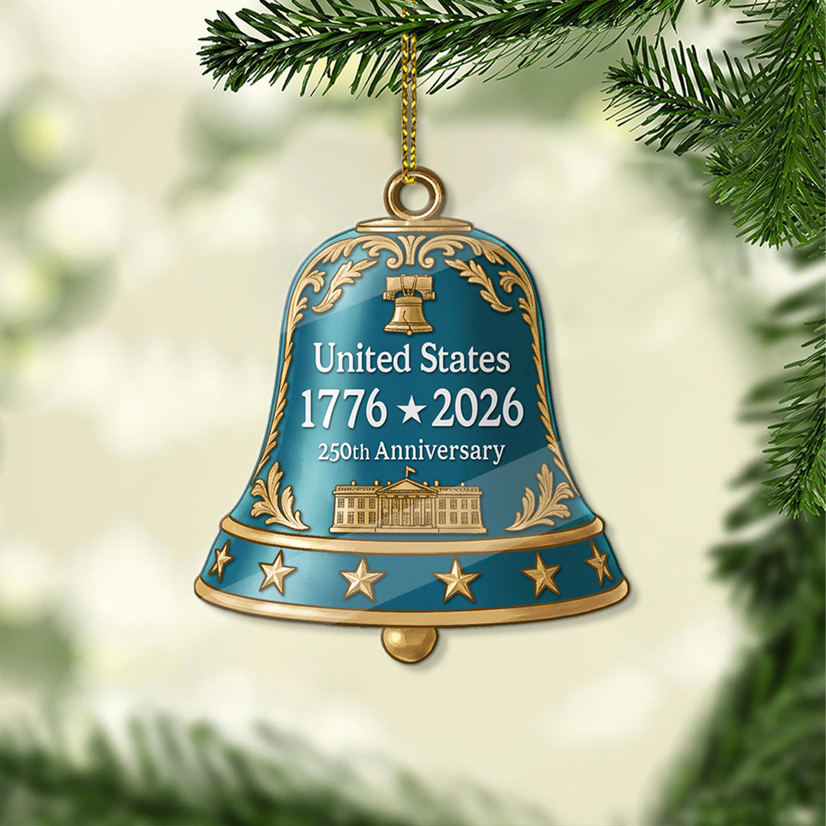 250 Years USA 1776-2026 Acrylic Ornament | Happy 250th Birthday USA Bell Ornament | America 250th Anniversary Ornament 682758