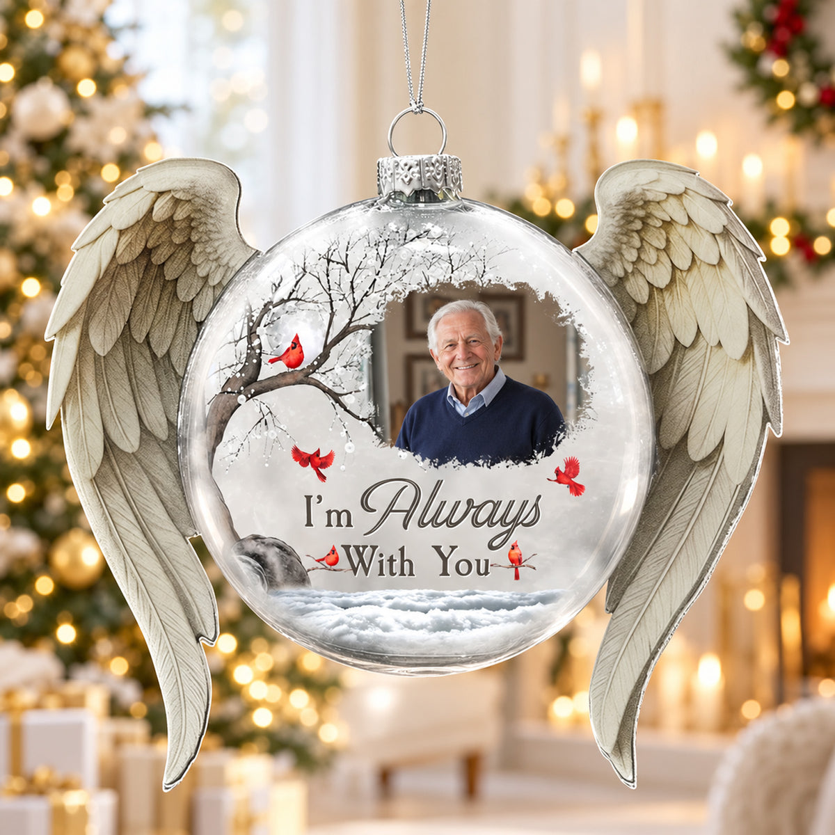 Personalized Memorial Glass Flat Ball Ornament, I'm Always With You Custom Photo Christmas Ornament 686623 WFD