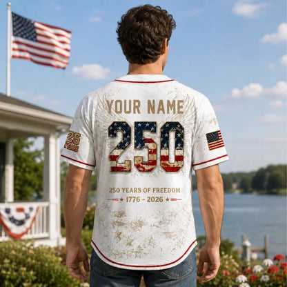 Personalized USA 250 Years of Freedom Baseball Jersey, Custom Name 1776-2026 Patriotic Eagle Shirt 685413 WFD