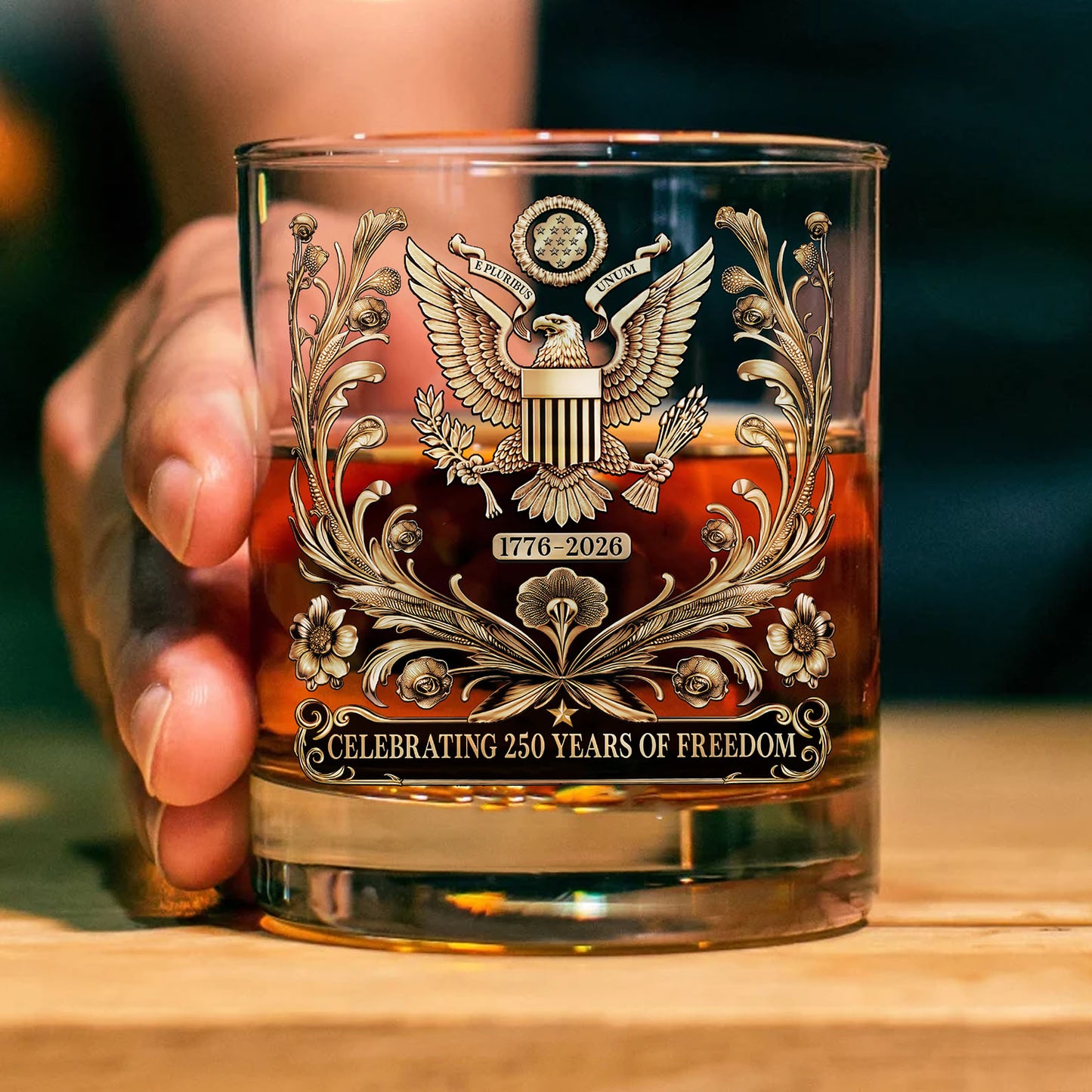 Celebrating 250 Years of Freedom Whiskey Decanter Set | Patriotic 1776–2026 Whiskey Bottle Whiskey Glass 684284