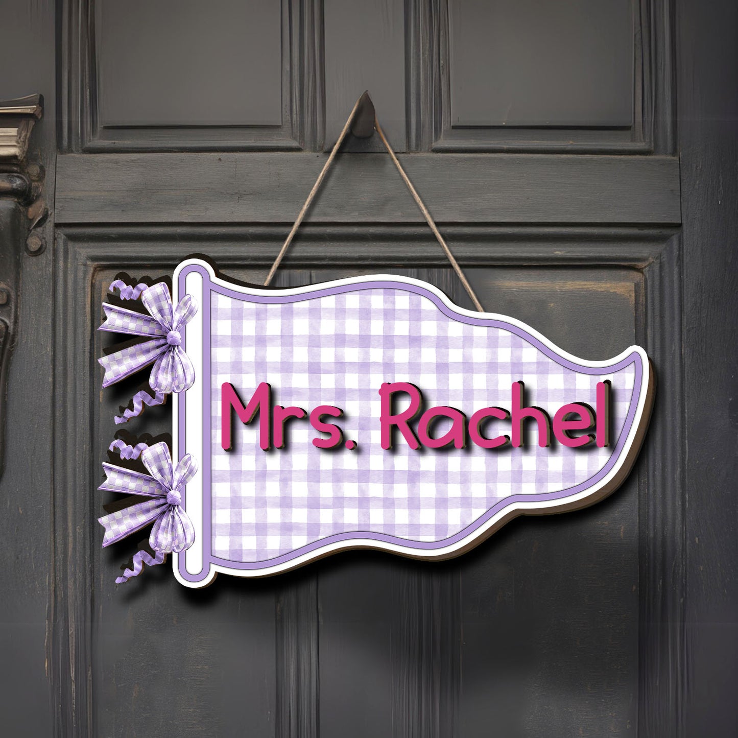 Personalized Teacher Name Wooden Sign, Custom Classroom Door Hanger, Back to School Teacher Gift 685725