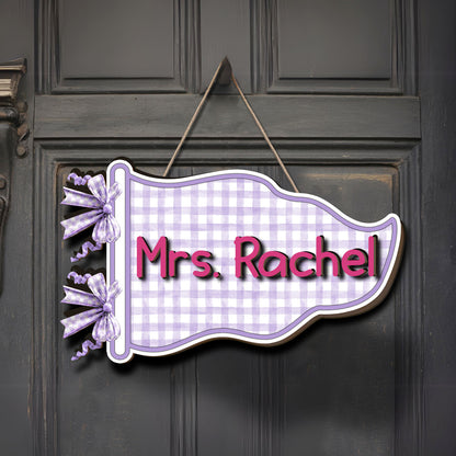 Personalized Teacher Name Wooden Sign, Custom Classroom Door Hanger, Back to School Teacher Gift 685725