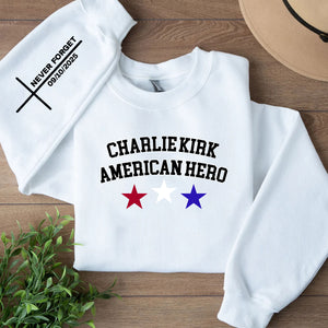 Charlie Kirk American Hero Sweater | Political Sleeve Right Sweatshirt | Political Awareness Top 682889