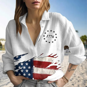 250 Years Patriotic Blouse Shirt, 1776 American Flag Women Top, USA Independence Day Shirt 685251 WFD