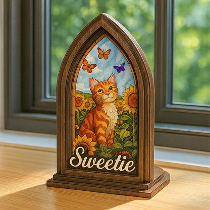 Personalized Pet Photo Memorial Candle Holder, Pet Book Nook, Custom Dog Cat Suncatcher with Name 683826