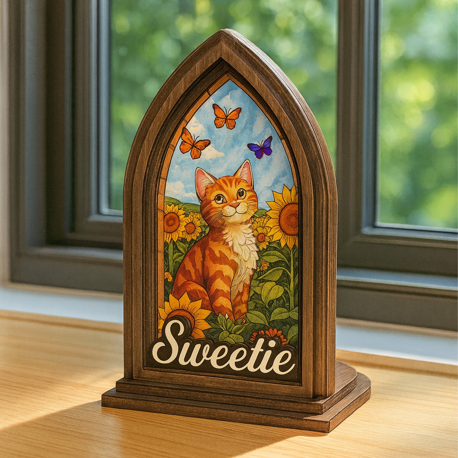 Personalized Pet Photo Memorial Candle Holder, Pet Book Nook, Custom Dog Cat Suncatcher with Name 683826