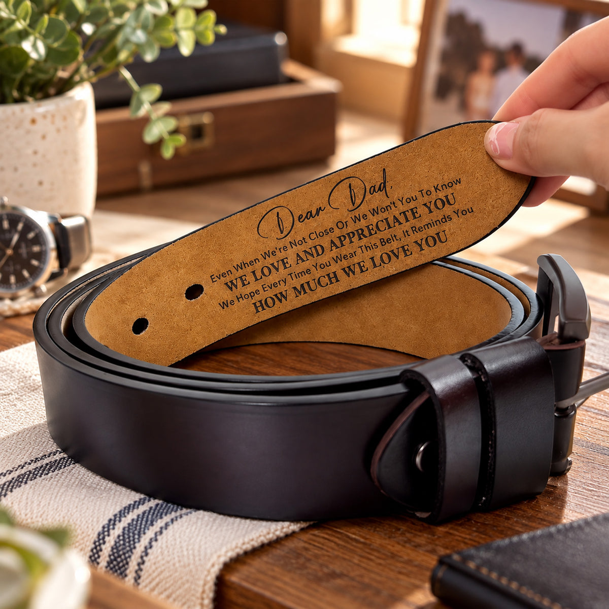 Personalized Leather Belt for Dad, We Love You Hidden Message Belt, Meaningful Gift for Dad 686494 WFD