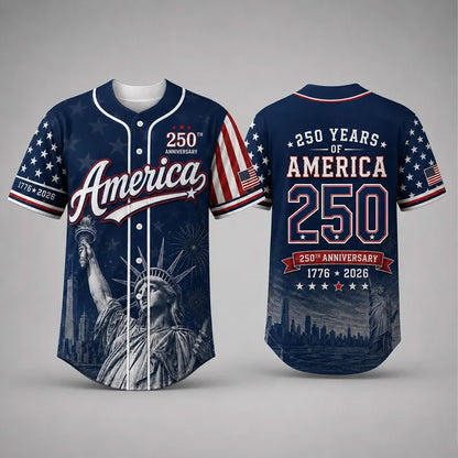 USA 250 Years Anniversary Baseball Jersey, America 1776-2026 Patriotic Shirt, Statue of Liberty 4th of July Shirt 685248 WFD