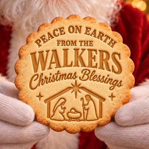 Personalized Christmas Blessings Cookie Stamp & Cutter, Custom Family Name Nativity Baking Stamp 686944 WFD