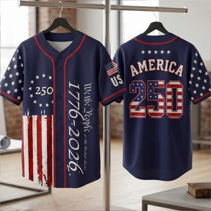 250 Years We The People Baseball Jersey, USA 1776-2026 Patriotic Anniversary Shirt 685172