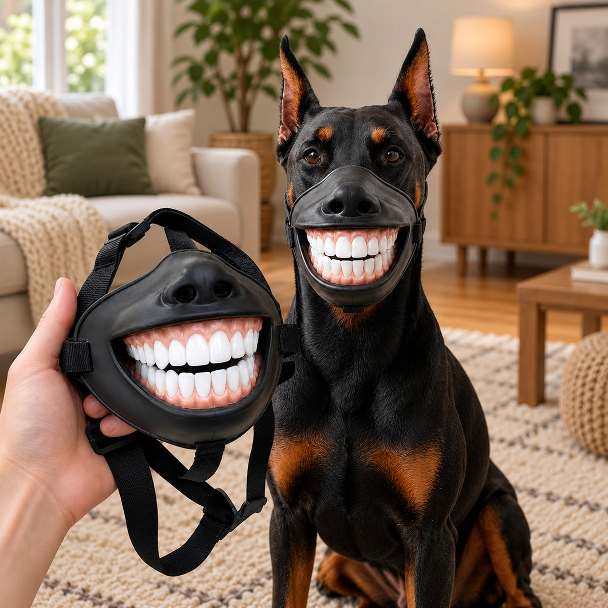 Funny Dog Mask, Fake Human Teeth Dog Muzzle, Novelty Grinning Smile Dog Mask, Funny Pet Gift 686663 WFD