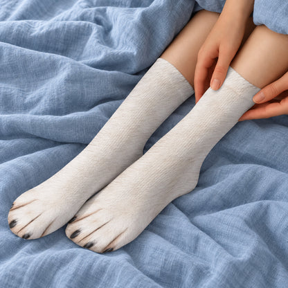 Funny Cat Paw Socks, Realistic Animal Paw Print Crew Socks, Cat Lover Christmas Gift 686525 WFD