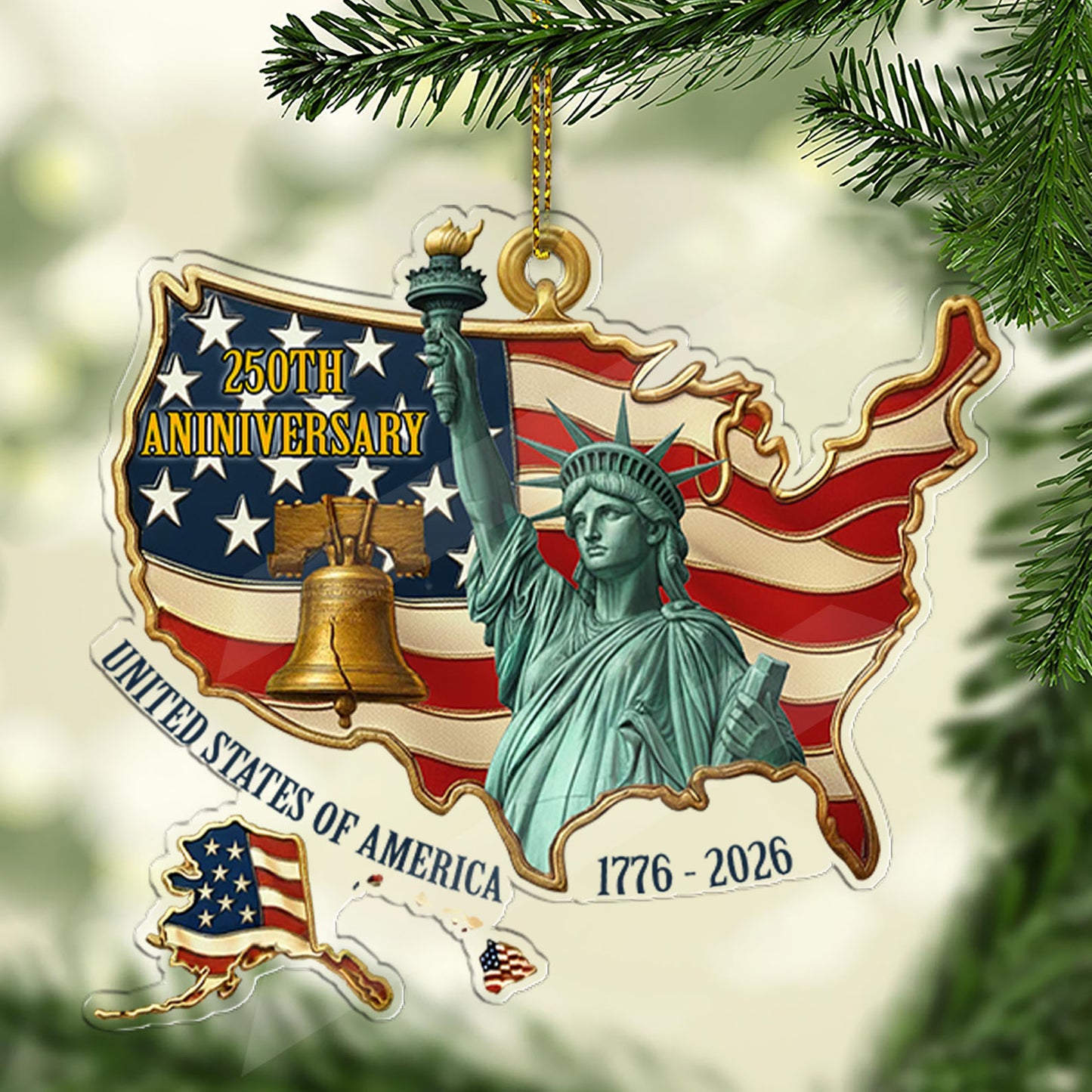 United States 250 Years Anniversary Acrylic Ornament | Patriotic 1776–2026 Christmas Ornament 683490