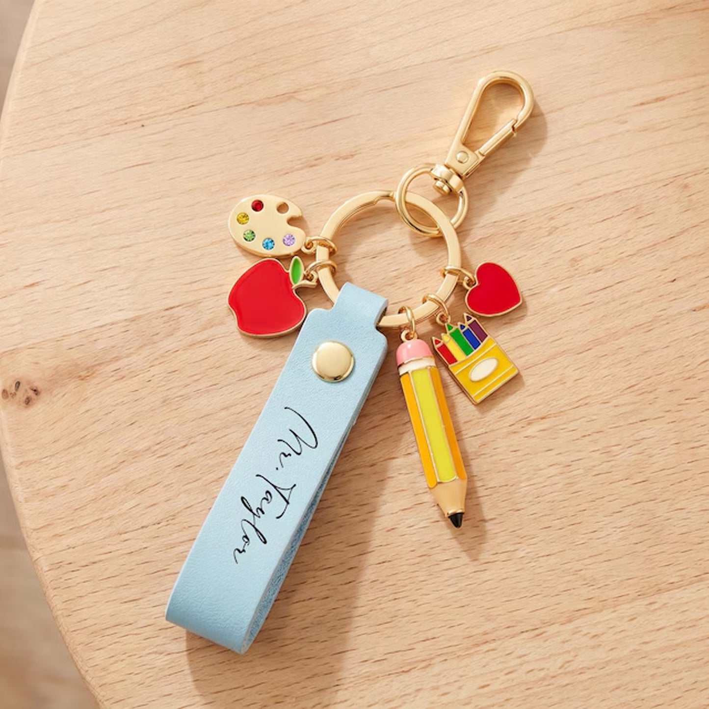 Personalized Teacher Keychain, Custom Name Leather Keychain, Teacher Appreciation Gift, Back to School Gift 684916