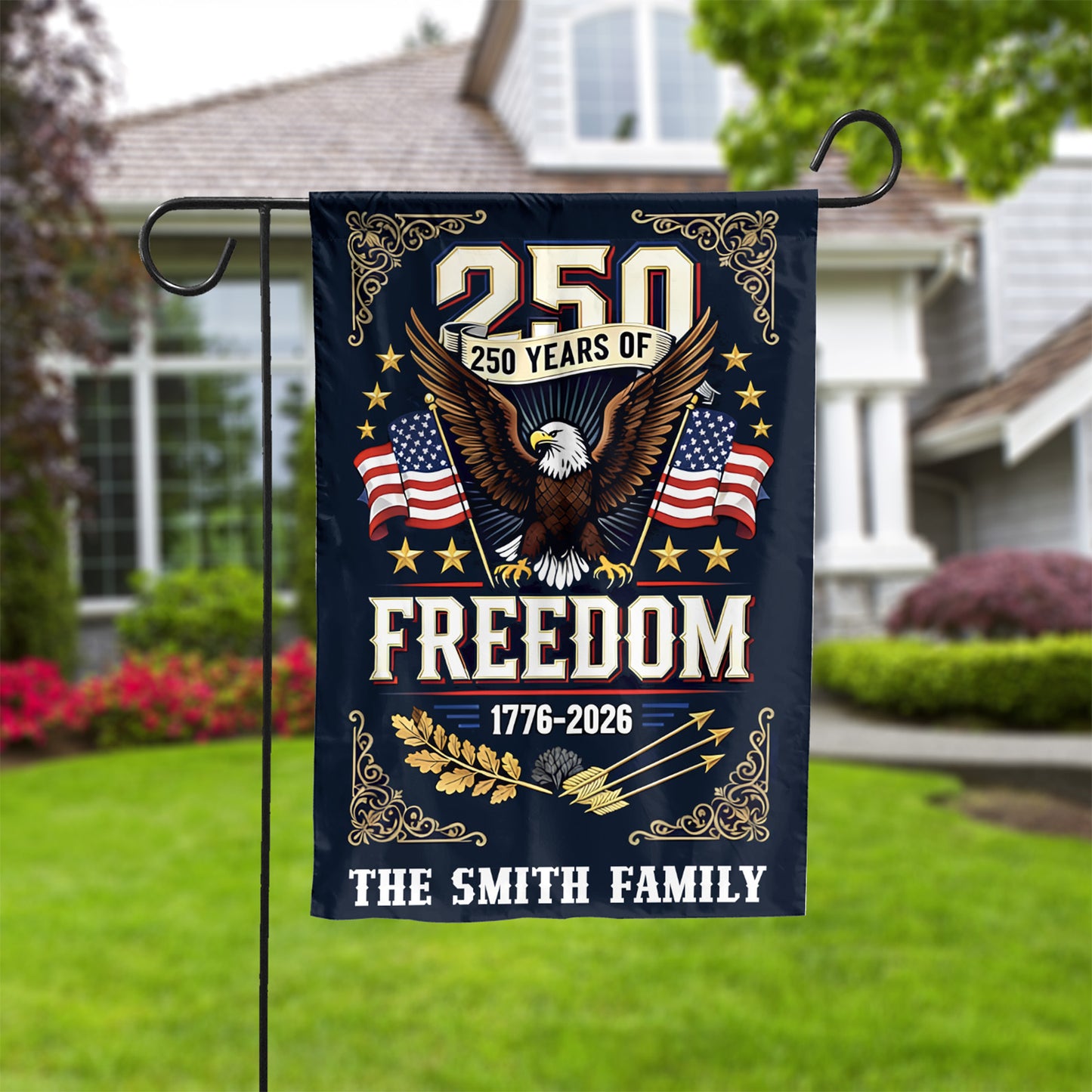 Custom Name 250 Years of Freedom Garden Flag | Patriotic Eagle 1776–2026 Garden Flag 684368