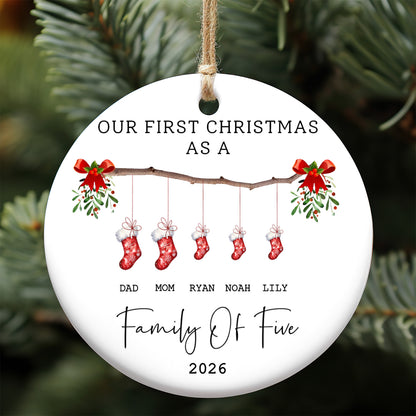 Personalized Family Christmas Ceramic Ornament, Custom Family Names Stocking Ornament 685983