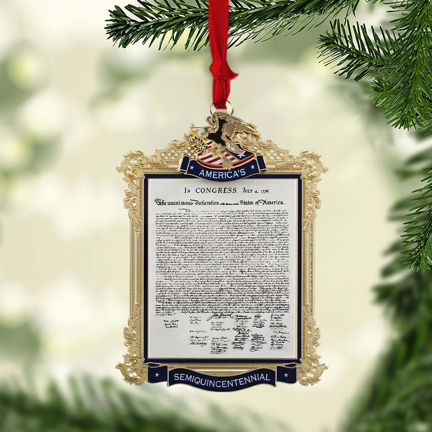 Custom Name 250 Years USA 2-Sided Acrylic Ornament, 1776–2026 Patriotic Christmas Ornament 685737