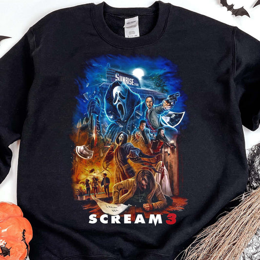 Scream 3 Halloween Shirt, Retro Horror Movie Sweatshirt, Classic Halloween Film Tee, Scary Halloween Shirt 683308-8