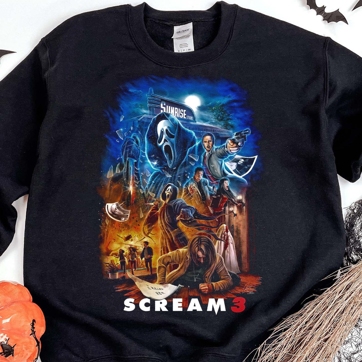 Scream 3 Halloween Shirt, Retro Horror Movie Sweatshirt, Classic Halloween Film Tee, Scary Halloween Shirt 683308-8