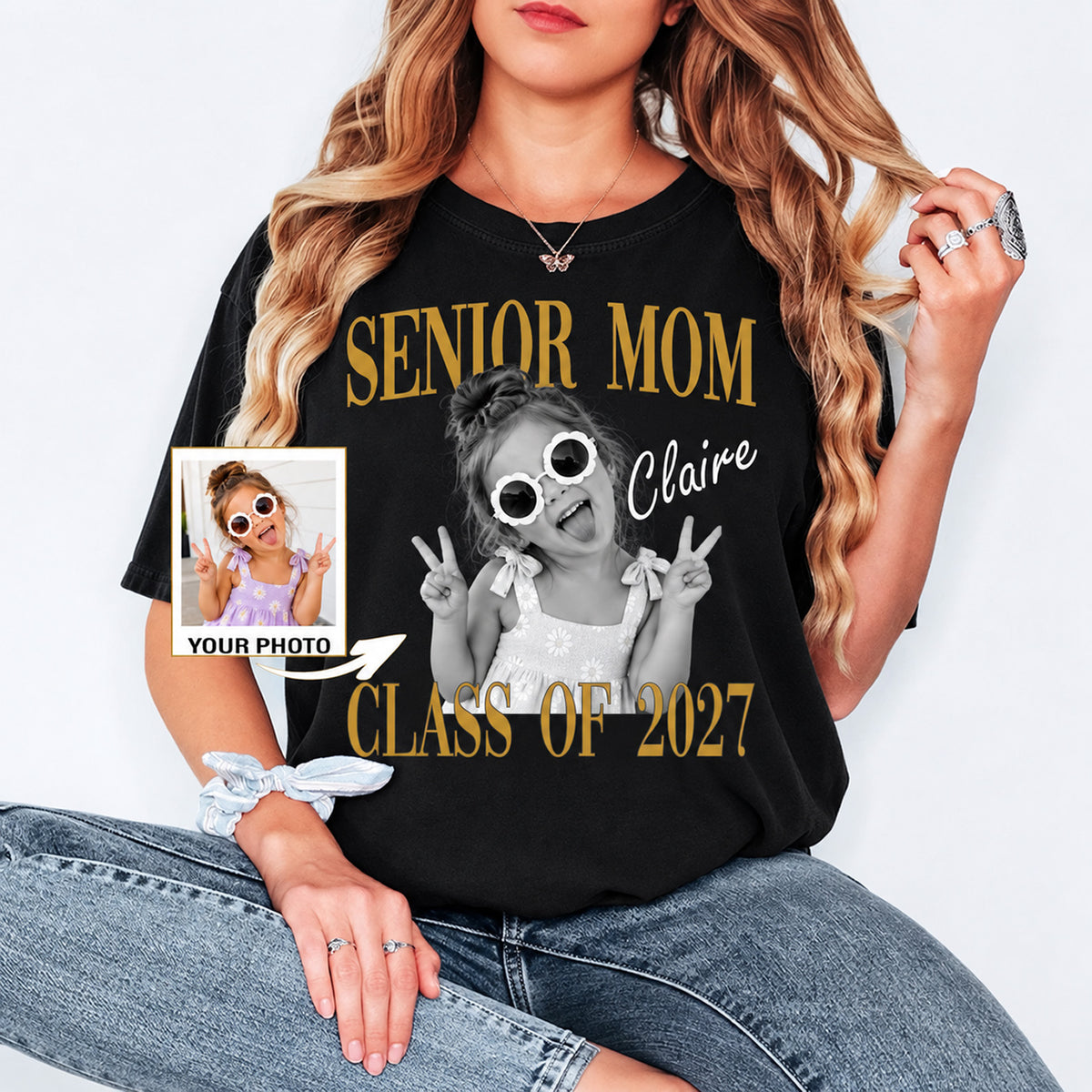Custom Photo Senior Mom Dad 2027 Shirt, Personalized Class of 2027 Graduation Shirt, Proud Dad Mom Gift 686372 WFD