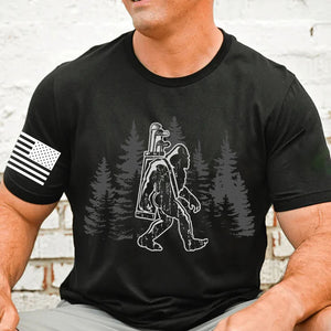 Bigfoot Golfer Shirt | Funny Sasquatch Golfing T-Shirt | Bigfoot Golf Front & Sleeve Right Print 683892