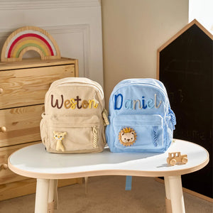 Personalized Toddler Corduroy Backpack, Custom Kids School Bag, Kindergarten Preschool Backpack 685376
