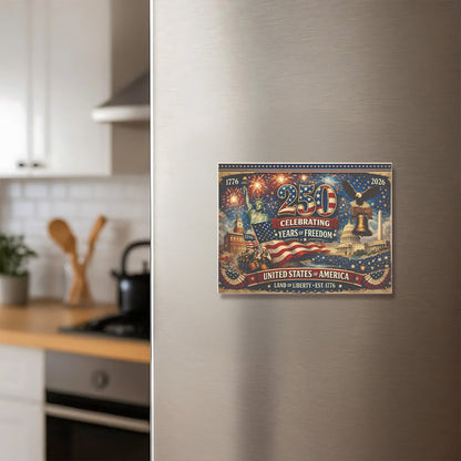 250 Years of Freedom Fridge Magnet | USA Land of Liberty 1776 Magnet | Patriotic 4th of July Magnet 684224