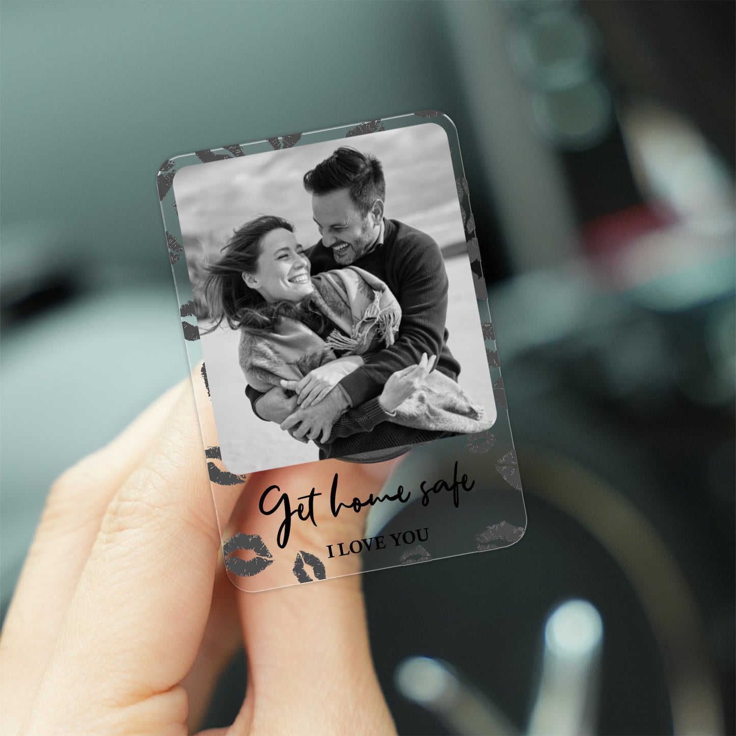 Personalized Couple Photo Car Visor Clip, Drive Safe I Love You Gift for Boyfriend Husband 685954