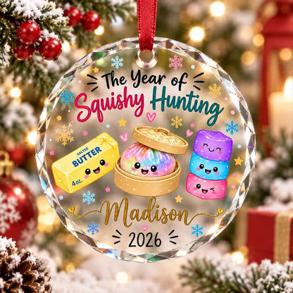 Personalized Squishy Glass Ornament 2026, Custom Kids Name Year of Squishy Hunting Christmas Gift 686440 WFD